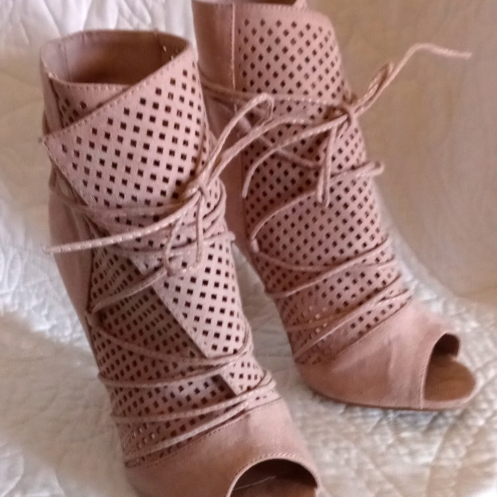 Beautiful suede espadrilles or booties or strappy sandals size 6.5